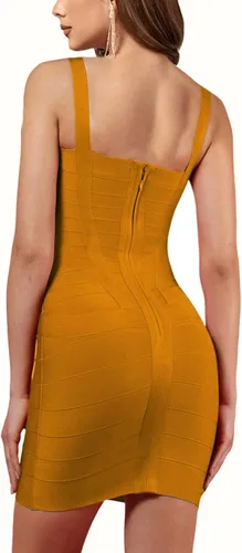 Vista 3 de Vestido de rayón UONBOX ajustado al cuerpo, sin mangas, con breteles