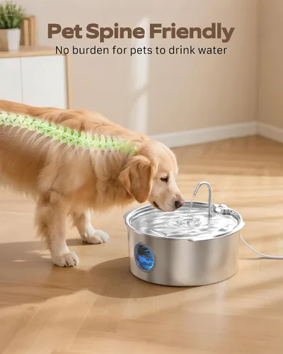 Vista 7 de Fuente de agua para mascotas para perros grandes: fuente de agua de metal para perros, fuentes silenciosas para gatos grandes para beber, fuente