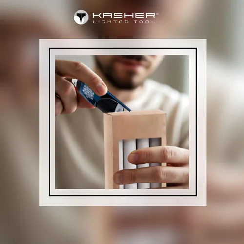 Vista 2 de Kasher Estuche para encendedor de mandala con encendedor, construcción elegante y duradera, herramienta multiusos ligera, portátil, accesorio