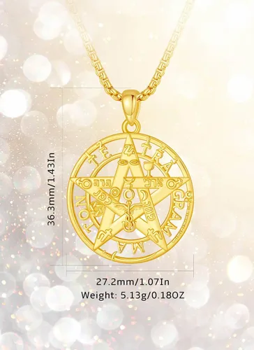 Vista 8 de CELESTIA Colgante de plata de ley 925, anillos de tetragrammaton, collar masónico, joyería de pentagrama para mujeres y hombres