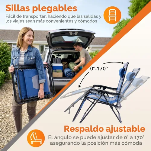 Vista 4 de Sweetcrispy Sillones acolchados de gran tamaño de gravedad cero azul-gris