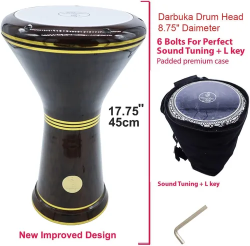 Vista 3 de El impresionante Darbuka Doumbek Gawharet El Fan metálico de 17.75 pulgadas (azul metálico)