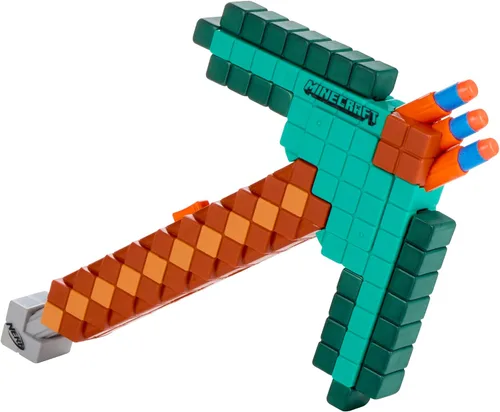 Vista 2 de Nerf Minecraft Diamond Pickaxe Dart Blaster, imprimación de tirar, cabeza de espuma, 8 dardos Nerf Elite, a partir de 8 años