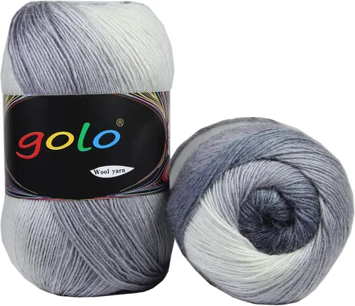 Vista 39 de Hilo de lana golo para tejer 200 yardas, hilo Cachemire multicolor arcoíris