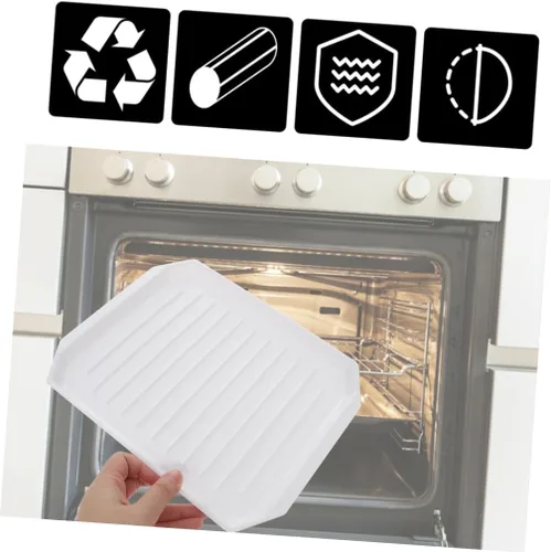 Vista 2 de Housoutil Bandeja rectangular de plástico para tocino, para pizza, color blanco, 12 x 16 pulgadas