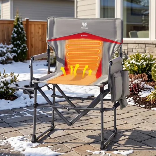 Vista 9 de EVER ADVANCED Silla de Directores de Camping con Mesa Lateral, Plegable Portátil con Tamaño Compacto, Silla de Jardín Resistente con Bolsillo