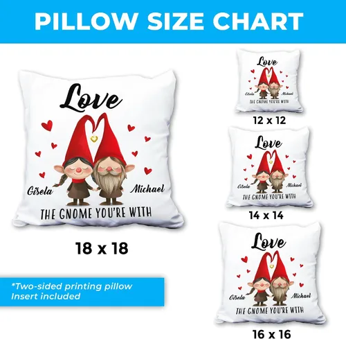 Vista 3 de Hyturtle Almohada personalizada de gnomo para pareja (inserto incluido), regalo para esposa, marido, aniversario, boda, cumpleaños, despedida
