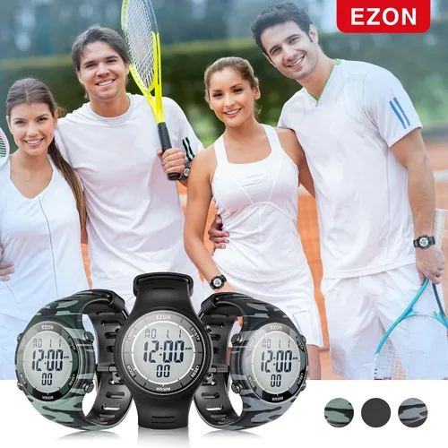 Vista 7 de EZON Reloj digital 5ATM impermeable cronómetro con temporizador de cuenta regresiva, cronógrafo, temporizador de solapa, retroiluminación ELalarma