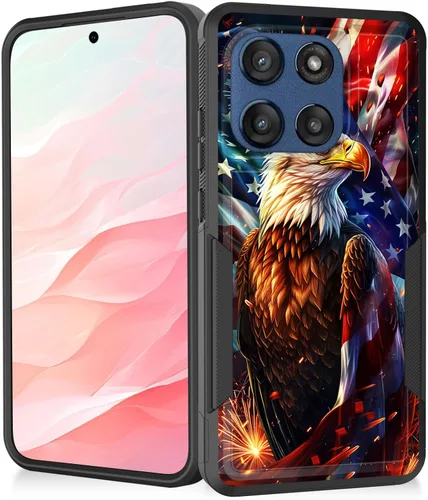 Vista 100 de Funda para Moto G Play 4G 2024, resistente de doble capa híbrida de policarbonato duro, goma suave, a prueba de golpes, funda protectora resistente