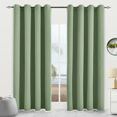 Vista 11 de Cortinas opacas para dormitorio, con aislamiento térmico y bloqueo de luz, para oscurecer la habitación, cortinas con ojales sólidos para ventana