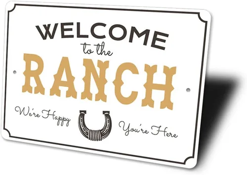 Vista 4 de Letrero de aluminio con texto en inglés "Welcome to The Ranch, Cowboy Ranch, Horse Owner Sign, Old Western, Country Life, 8" x 12