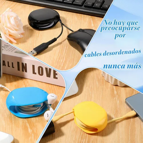 Vista 7 de Carrete de cable automático, carrete de cable oculto retráctil, para cable de carga de auriculares USB, cable de carga para viajes y organización