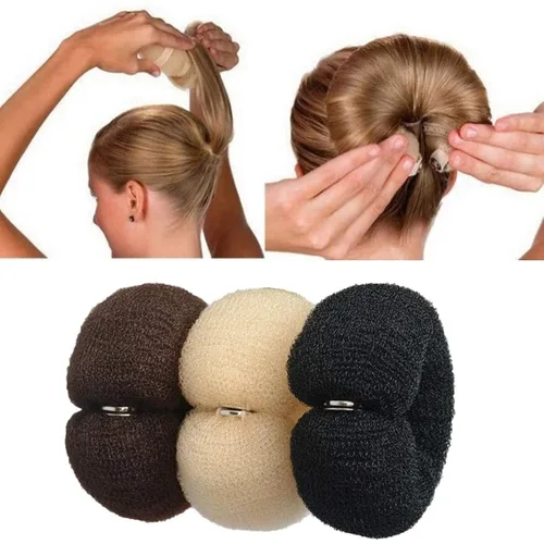 Vista 9 de 3 piezas de herramientas de peinado de cabello para mujer: moldeador de anillo de espuma para el cabello, accesorio de moño para el cabello, anillo