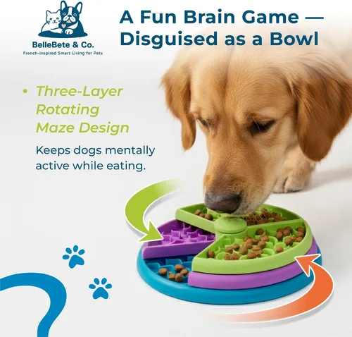 Vista 2 de BelleBête & Co. Cuenco de tres capas para perros Maze Pet Slow Feeder - Diseño interactivo de rompecabezas, serie de comedor consciente