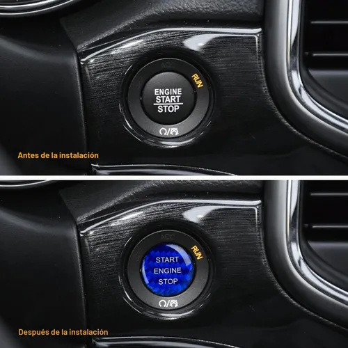 Vista 4 de ramuel Compatible con panel de moldura de botón de arranque y parada de motor interior de fibra de carbono, accesorios de automóvil para Jeep Grand