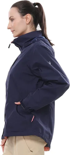 Vista 6 de Chaqueta impermeable Softshell para mujer, impermeable, ligera, rompevientos con capucha para exteriores