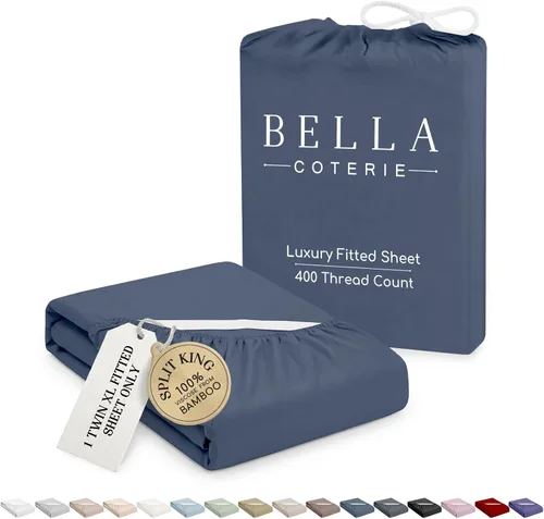 Vista 47 de Bella Coterie - Sábana bajera ajustable de viscosa de bambú de lujo, tamaño individual, 100% cultivada orgánicamente, ultrasuave, refrescante