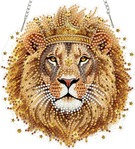 Vista 23 de MXJSUA Atrapasoles con pintura de diamante de águila calva americana, kits de arte de diamantes para adultos, adornos colgantes con cadena