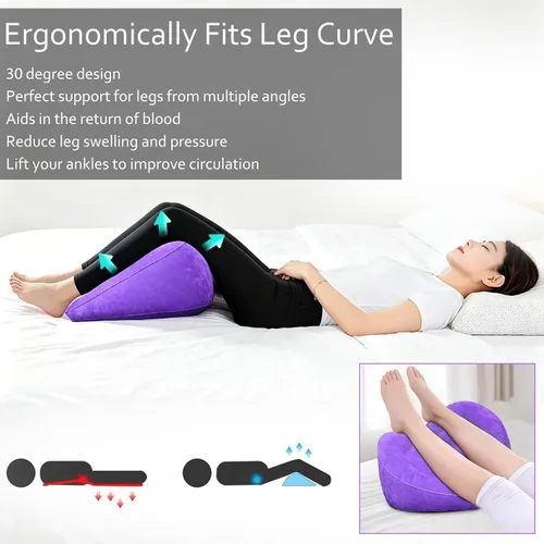 Vista 3 de Almohada elevadora de piernas, forma de corazón, almohadas de elevación de piernas para hinchazón de circulación sanguínea, almohada inflable