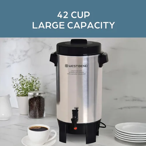 Vista 3 de West Bend Coffee Urn Highly-Polished Aluminum Features Automatic Temperature Control with Cup Per Minute Brewing and Easy Clean Up Includes