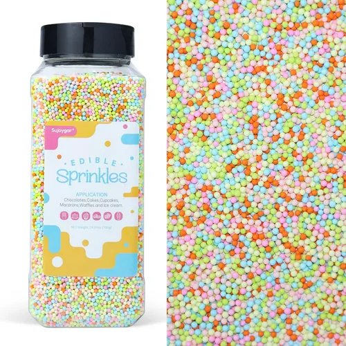 Vista 12 de Gránulos de arcoíris para decoración de pasteles, 1.54 libras Nonpareils arcoíris