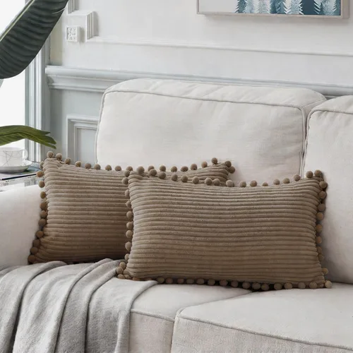 Vista 14 de Fancy Homi Juego de 2 fundas de almohada decorativas negras de 12 x 12 pulgadas con pompones para sofá y cama, decoración moderna de estilo bohemio