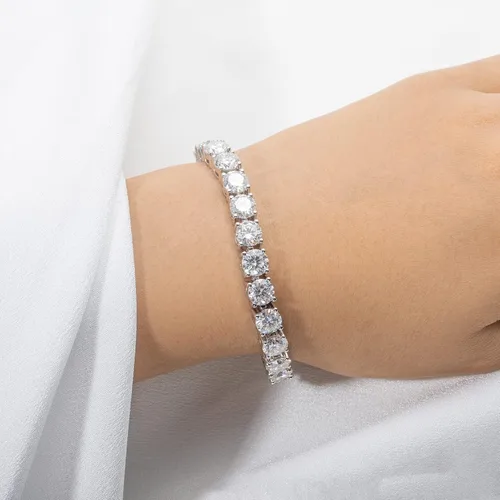 Vista 13 de AnuClub 11.1CT-32CT Moissanite Tennis Bracelet 925 Sterling Silver Round Cut 4MM/6.5MM D Color VVS1 Moissanites Classic Bracelets for Women Men