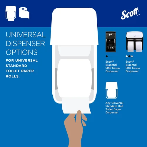 Vista 8 de Kimberly-Clark Scott Papel higiénico, rollo estándar de dos capas, Blanco, 11000