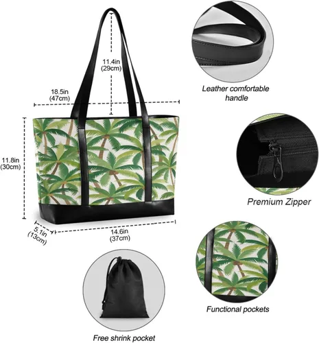Vista 4 de Summer Cartoon Coconut Tree fashion laptop tote bag for women with zipper computer tote bags for women for Travel Essentials Beach Gifts Birthday