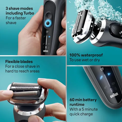 Vista 2 de Braun Series 7 - Afeitadora eléctrica para hombres, maquinilla de afeitar húmeda y seca, centro de limpieza y carga SmartCare 4 en 1, accesorio