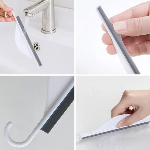 Vista 6 de Pequeño espejo de ducha de baño con gancho para colgar, mini espátula de silicona para encimera de cocina, herramienta limpiadora