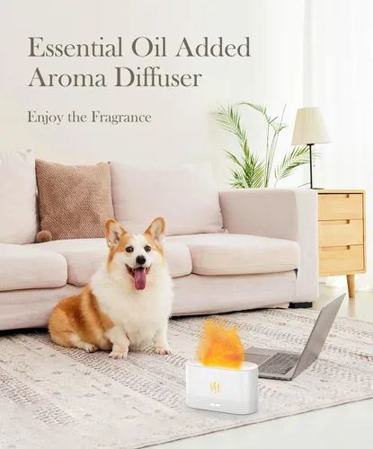 Vista 6 de Difusor de Aire en Forma de Llama Humidificador, Difusor de Aroma Mejorado para Aceites Esenciales, Aromaterapia Ultrasónica, Humedad de Niebla