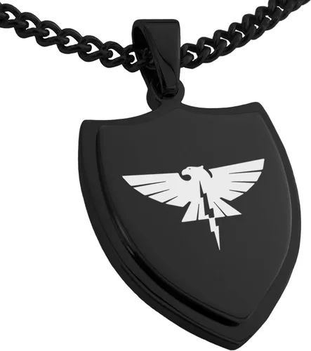Vista 9 de Collar con colgante de escudo de dioses griegos de acero inoxidable