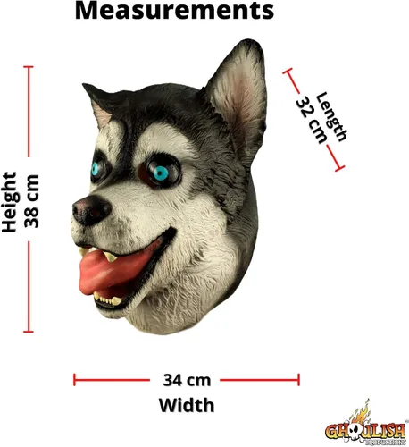 Vista 4 de Ghoulish productions Happy perro Husky Adulto Máscara de látex lobo Cartoon Animal disfraz accesorio
