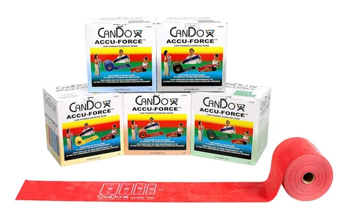 Vista 14 de CanDo 10-5918 AccuForce - Banda de ejercicio, rollo de 6 yardas, juego de 5 piezas, amarillo a negro
