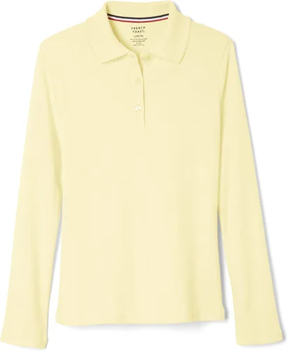 Vista 8 de French Toast Polo de manga larga con cuello de volantes para niña Negro/Negro