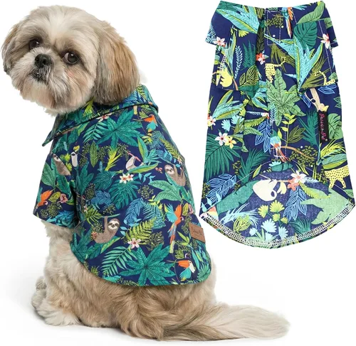 Vista 55 de Parisian Pet Camisa para perro de Amazonia - Ropa de algodón para perros pequeños - Elegante traje tropical para perros - Ropa ligera y suave