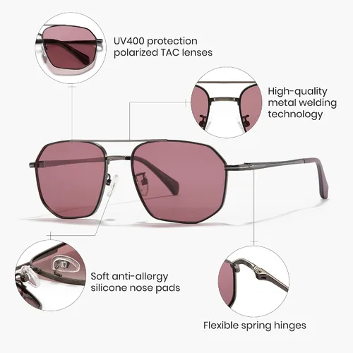 Vista 2 de Cyxus Lentes de sol polarizados para hombre, lentes de sol de aviador para hombres y mujeres, protegen los rayos UV para conducir, golf, viajar