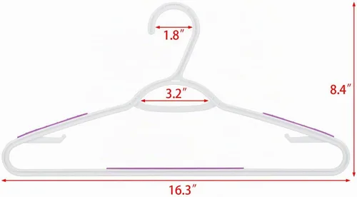 Vista 7 de Paquete de 30 perchas de plástico flexibles, ligeras, antideslizantes, para ropa, trajes, color morado