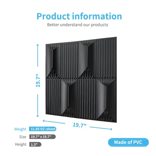 Vista 7 de Art3dwallpanels Panel de pared 3D de PVC para decoración de pared interior, 19.7 x 19.7 pulgadas, paneles de pared 3D de PVC, paneles de pared