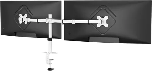 Vista 13 de Suptek Soporte de escritorio para monitor doble, brazo de monitor doble ajustable para 2 pantallas de computadora de hasta 27 pulgadas, poste extra