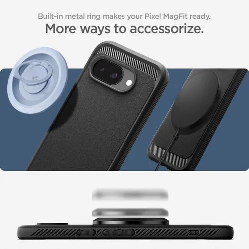 Vista 4 de Spigen Funda para Pixel 9a, Rugged Armor MagFit (2025) [compatible con accesorios MagSafe] - Negro mate