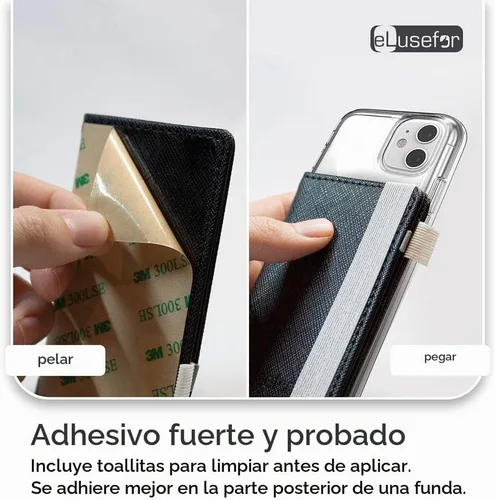 Vista 3 de Billetera adhesiva para la parte posterior de la funda de iPhone o Android Soporte para tarjetas de crédito de 6 fundas - Bolsillo para tarjetas