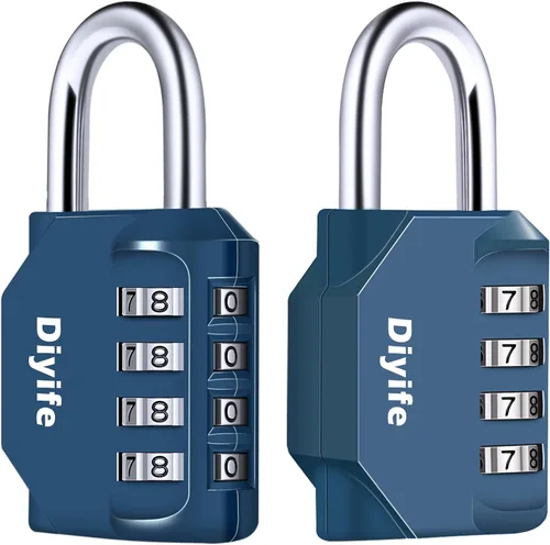 Vista 11 de Diyife Paquete de 2 candados de combinación de 4 dígitos, candados a prueba de inclemencias del tiempo para exteriores, candados con revestimiento