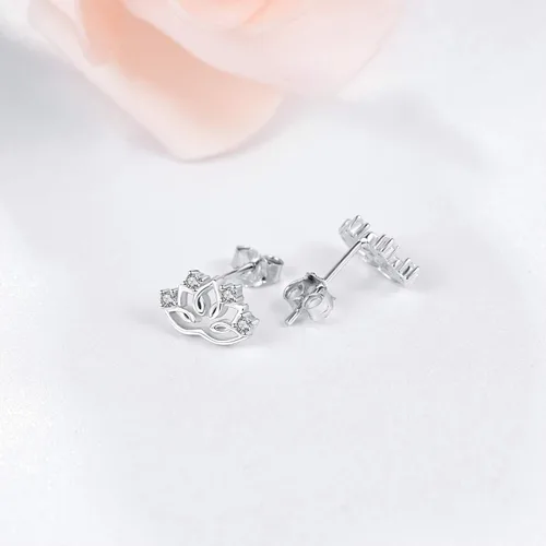 Vista 2 de Aretes de plata de ley 925 con diseño de loto, hipoalergénicos para orejas sensibles, joyería de flor de loto, regalo para el día de la madre