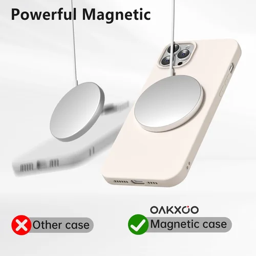 Vista 3 de oakxco Funda de silicona para iPhone 12 Pro Max, magnética, compatible con carga inalámbrica Magsafe, cubierta protectora de goma suave y delgada