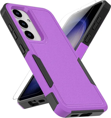 Vista 10 de Funda para Samsung Galaxy S25: funda protectora de doble capa resistente para teléfono celular, a prueba de golpes, con protector de pantalla