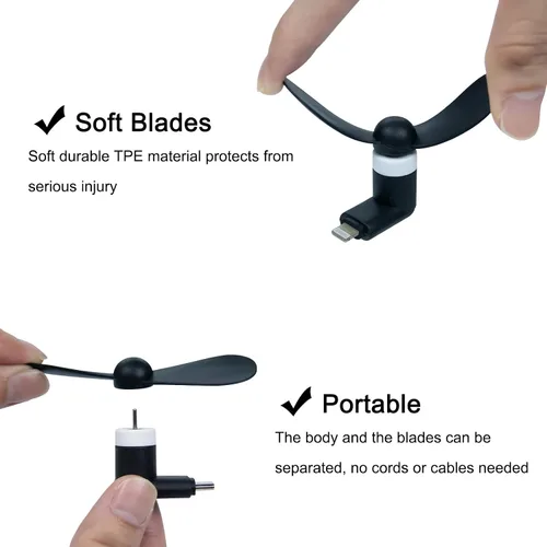 Vista 4 de Paquete de 3 ventiladores portátiles para teléfono celular compatible con iPhone 14/14Pro Max/13/13 Pro Max/12/12 Pro Max/11/11 Pro/11 Pro
