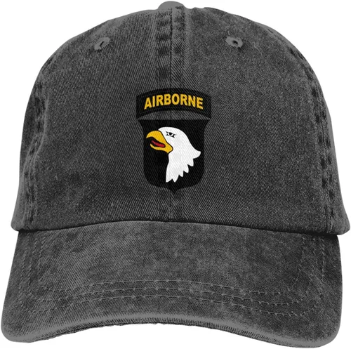 Vista 9 de US 101st Airborne Division Patch Pattern Printing Gorra de béisbol para hombres Mujeres Sombrero de papá Gorra ajustable Negro