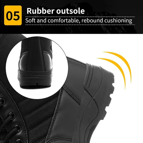 Vista 6 de Botas de trabajo tácticas militares para hombre, botas de combate de montañismo